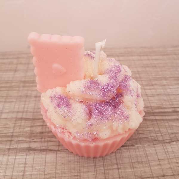 Bougie cupcake framboise violette